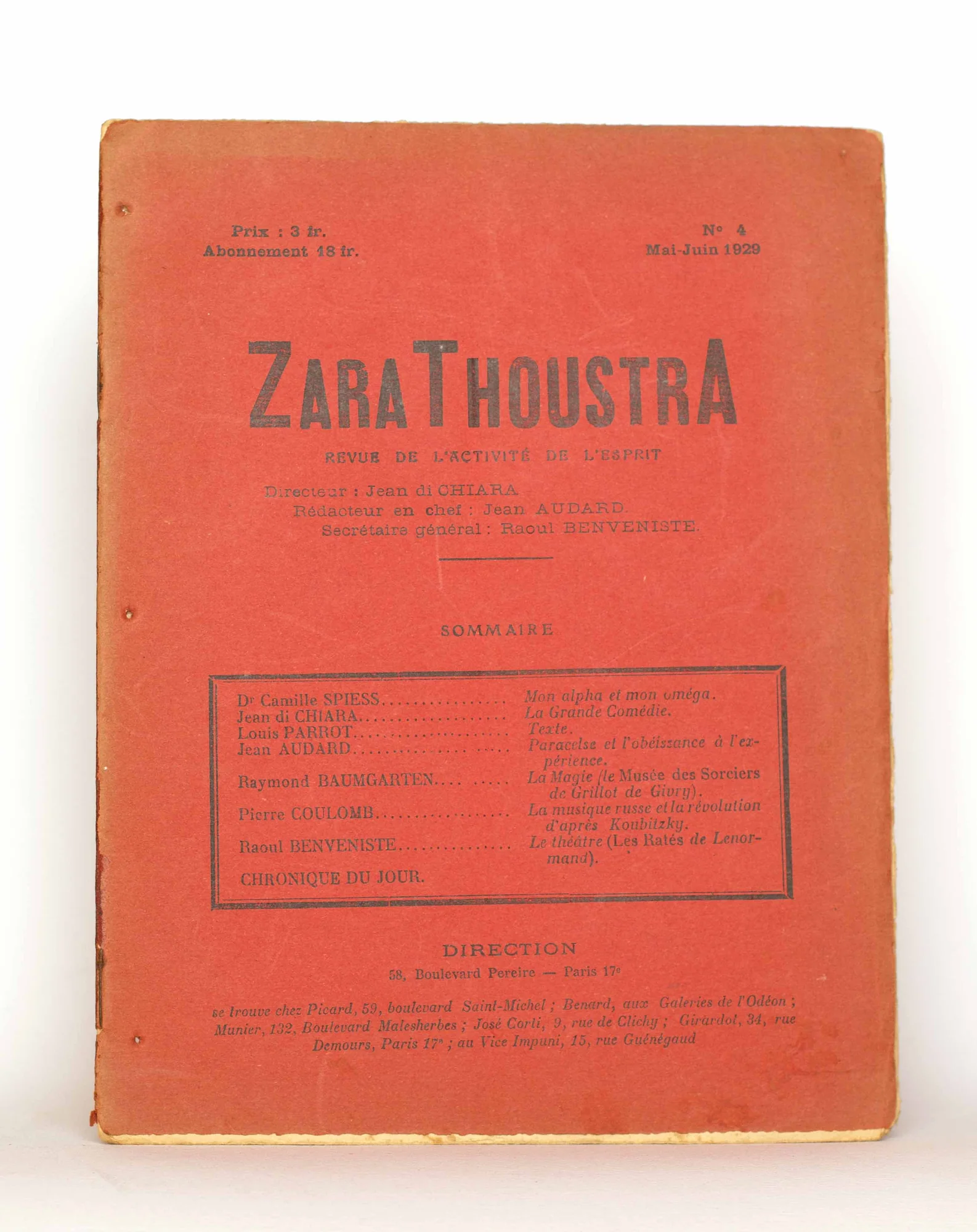 ZARATHOUSTRA. — Revue de l’Activité de l’Esprit. (Réf. 7756)
