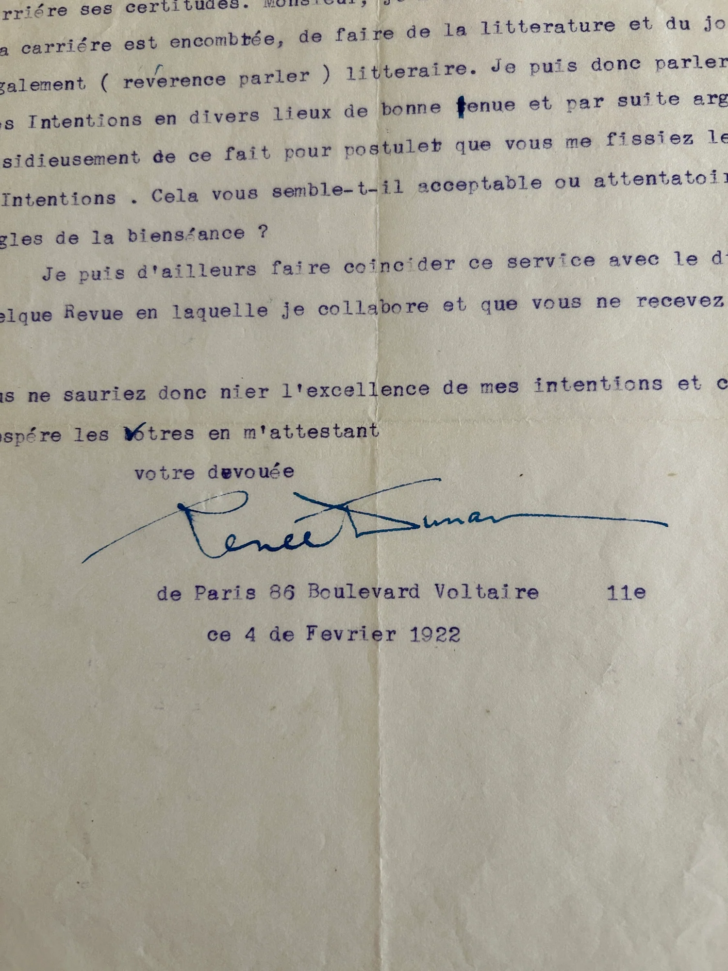 DUNAN (Renée). — L.A.S. et L.S. à Pierre-André MAY. (Réf. 9634)